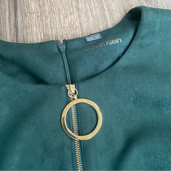 Calvin Klein Jewel Tone Suede Zipper Detail Dress - Picture 5 of 7